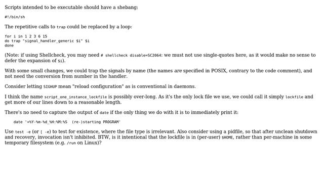 Code Review: Lock file and interrupt signals in POSIX shell script running indefinitely смотреть онлайн