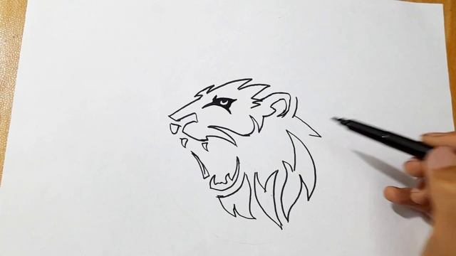How to draw a tribal lion with crown || Tattoo drawing tutorial смотреть онлайн