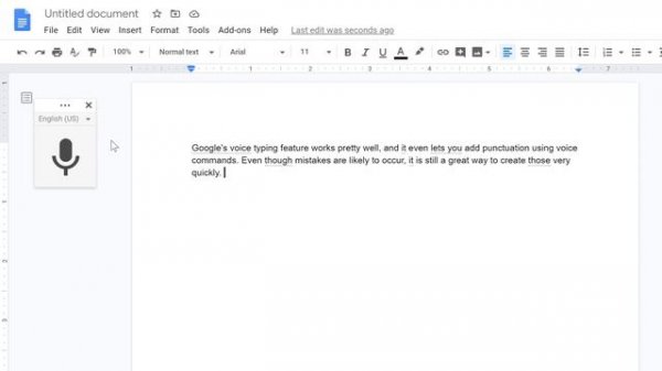Google Docs: Voice Typing