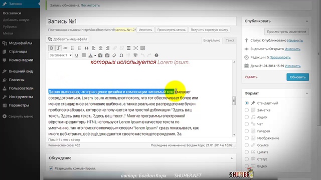 Детальный обзор консоли-редактора для создания записей и страниц WordPress. смотреть онлайн