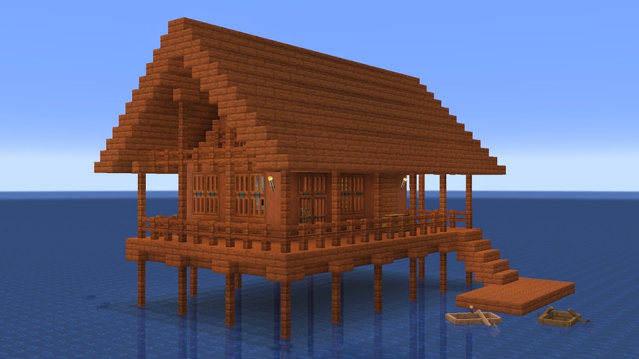 Майнкрафт - Как построить дом на сваях на воде. Minecraft