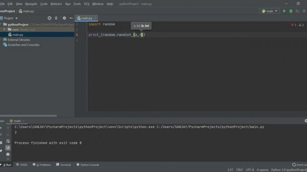 how to make a random number generator in pycharm community edition
