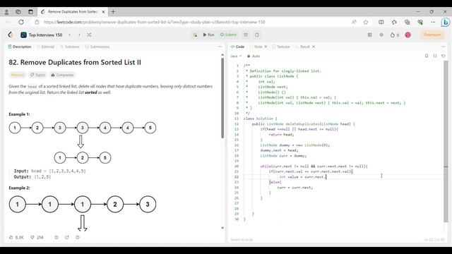 Remove Duplicates from Sorted List II | #leetcode #coding #programming #dsa #java #linkedlist смотреть онлайн