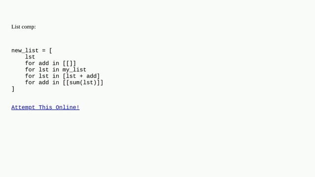 How to relay the sum of each nested list to the next one? смотреть онлайн