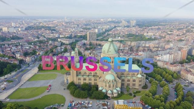 Inscription on video. Brussels, Belgium. National Basilica of the Sacred Heart. Early morning. Ligh смотреть онлайн