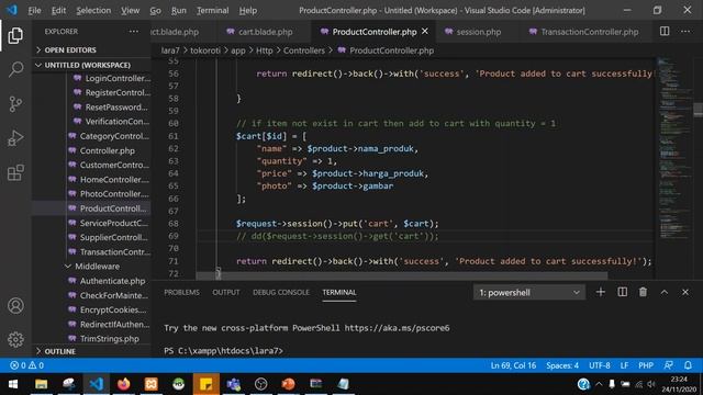 Shopping Cart with Session, Submit Transaction, Member Area & Print to PDF in Laravel7 смотреть онлайн