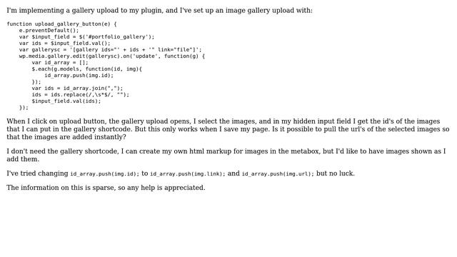 Wordpress: Get url of selected gallery images? смотреть онлайн