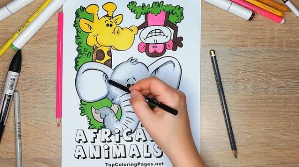 African animals coloring page 🐘🐒🦒🌴 Speed coloring