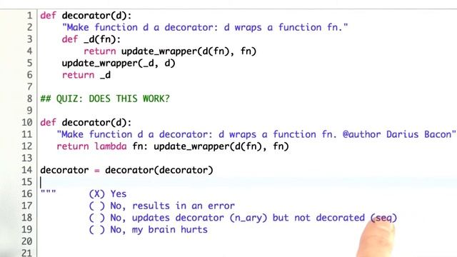 Decorated Decorators Solution - Design of Computer Programs смотреть онлайн