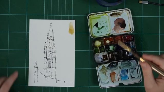 EASY Quick & Loose Watercolour Technique (perfect for travel sketching)! смотреть онлайн