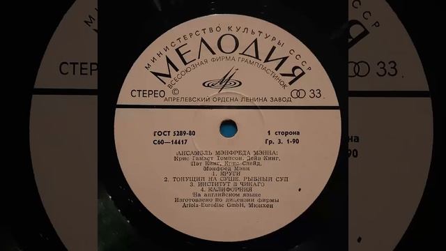 MANFRED MANN'S EARTH BAND. (Side 1) Vinyl. АНСАМБЛЬ МЭНФРЕДА МЭННА. (Сторона 1). Винил. С60-14417-1