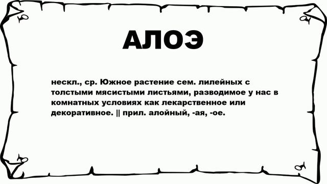 АЛОЭ - что это такое? значение и описание смотреть онлайн