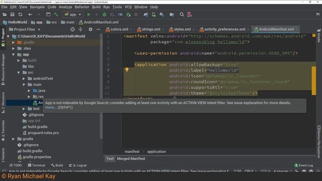 Introduction To Development With Android Studio: Android Manifest & Creating An Activity смотреть онлайн