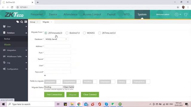 ZKTime Net 3.0 Database Backup and Migration to BioTime 8.0 смотреть онлайн