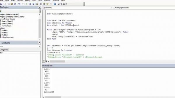 Option Chain Scraping VBA Yahoo Finance