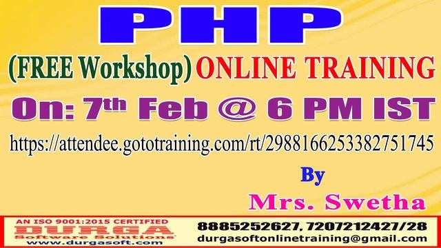PHP (FREE Workshop) Online Training @ DURGASOFT смотреть онлайн