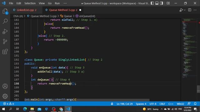 [C++] Queue: Method 3 (Implementation by inheriting singly linked list) смотреть онлайн