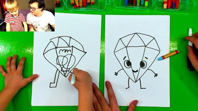 Как нарисовать БРИЛЛИАНТ или Алмаз простые рисунки смотреть онлайн