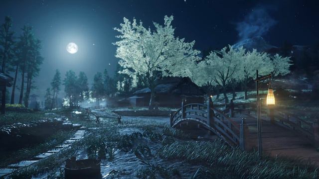Деревушка | Призрак Цусимы | Moonlit Night | Omi Village | Ghost Of Tsushima - Живые Обои