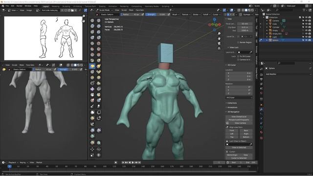 Human Male Base Mesh Tutorial How To Step By Step Blender 3.6 смотреть онлайн