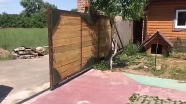 Ворота откатные из дерева, Киевская обл. смотреть онлайн