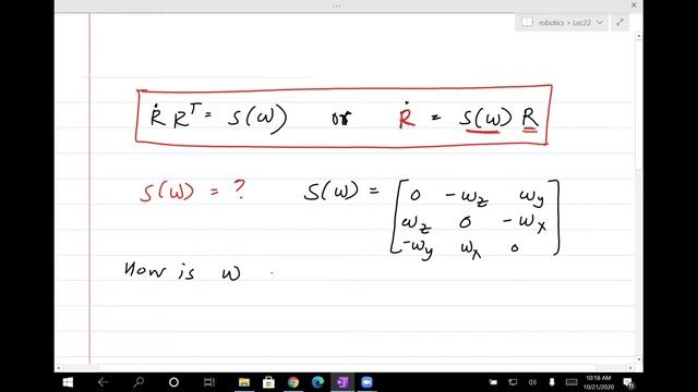 Robotics Lec22: 3D angular velocity derivation (Fall 2020) смотреть онлайн
