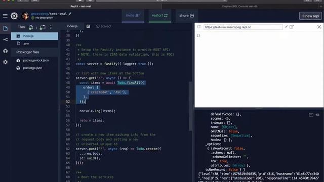 REPL.it - Todos REST Api смотреть онлайн