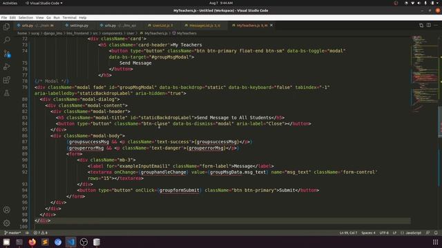 Django ReactJs LMS #103 | Student to Teacher Message | Group Messages | Save data in DB in ReactJs смотреть онлайн
