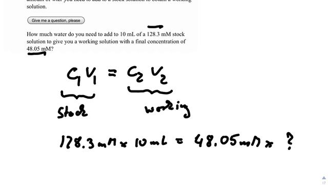 Calculating the amount of water needed to be added to a stock solution смотреть онлайн