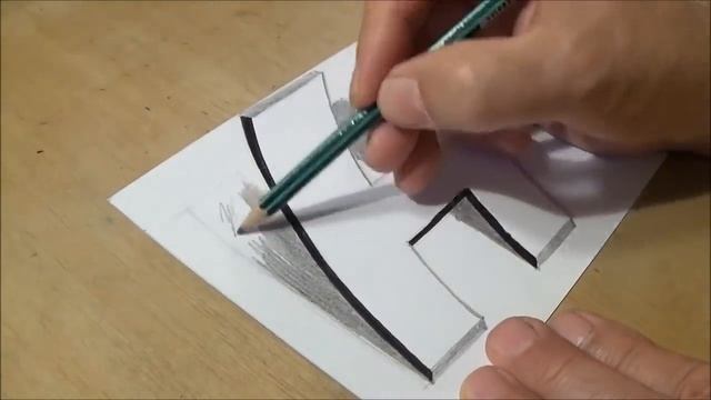 Easy Drawing with Graphite Pencils - How to Draw Letter H - Anamorphic Illusion смотреть онлайн
