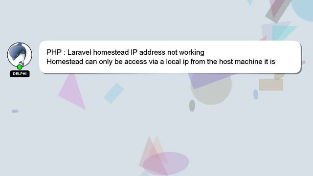 PHP : Laravel homestead IP address not working смотреть онлайн