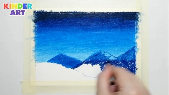 Как нарисовать горы масляной пастелью поэтапно для начинающих - Ночной пейзаж смотреть онлайн