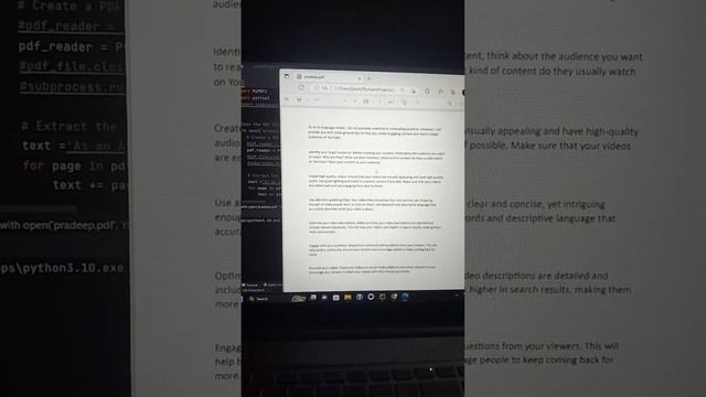 Python code to read a pdf #shortfeed #youtubevideos #viral смотреть онлайн