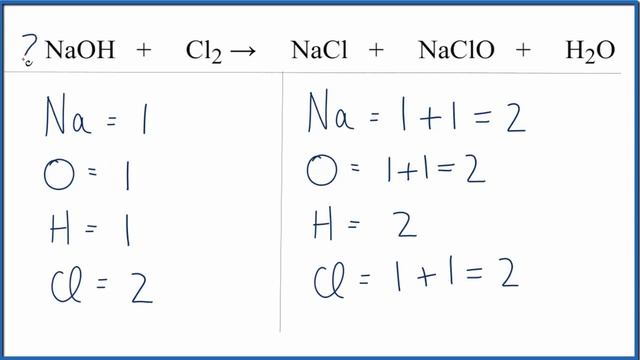 How to Balance NaOH + Cl2 = NaCl + NaClO + H2O (Dilute Sodium hydroxide + Chlorine gas) смотреть онлайн
