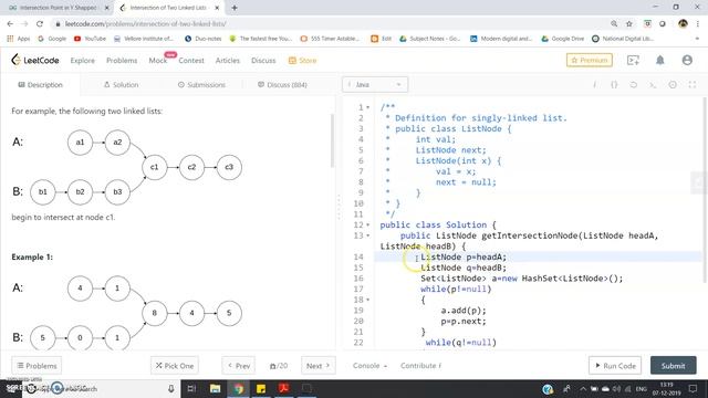 Intersection Point in Y Shapped Linked Lists | JAVA | HashSet смотреть онлайн
