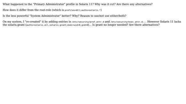 Unix & Linux: What happened to Primary Administrator profile in Solaris 11? смотреть онлайн