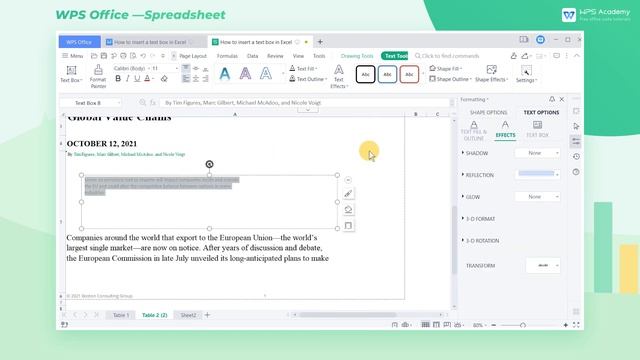 [WPS Academy] 2.7.7 Excel: How to insert a text box in Excel смотреть онлайн