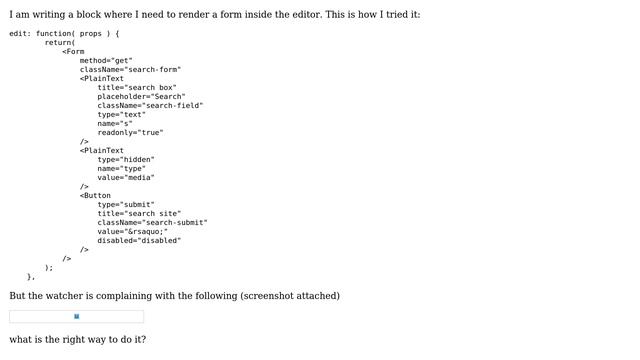 Wordpress: How to put ＜PlainText＞ and ＜Button＞ components inside ＜Form＞ in Gutenberg block? смотреть онлайн