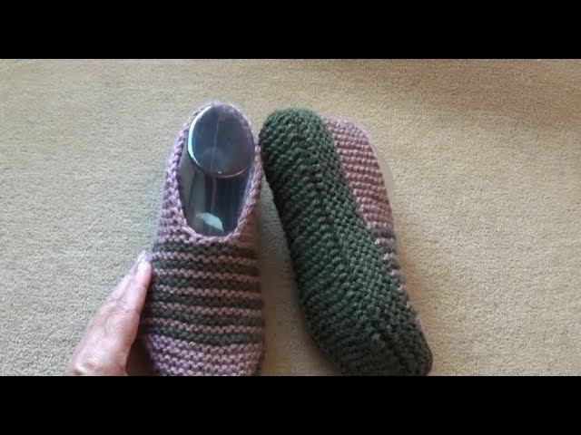 Самые простые тапочки, связаные лицевыми петлями. Einfachste Hausschuhe смотреть онлайн