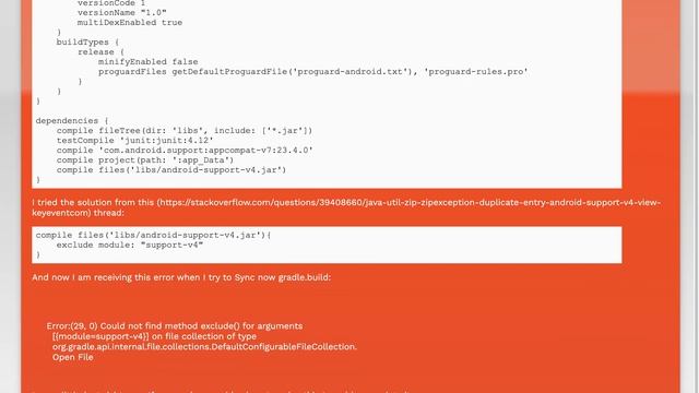Could not find method exclude() for arguments [{module=support-v4}] смотреть онлайн