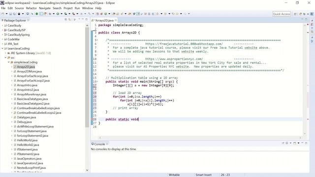 Java Tutorial Lesson 0023 - Java 2D Array (Multi-Dimensional Array) смотреть онлайн