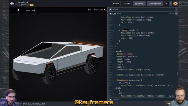 CyberTruck 3D CSS Animation! | Recreating the Tesla Truck in CSS | @keyframers 2.27.0 смотреть онлайн