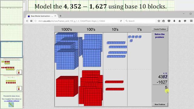 Subtract 4 Digit Whole Numbers Using Base 10 Blocks смотреть онлайн