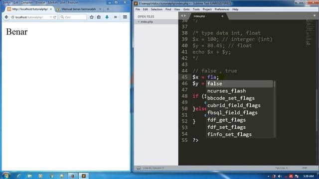 Tutorial PHP dasar : tipe data Boolean смотреть онлайн
