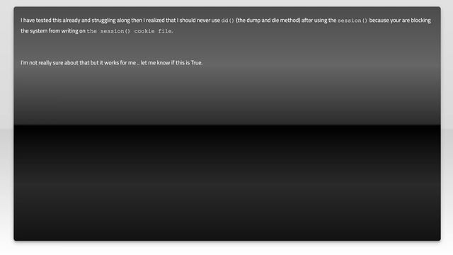 Laravel - Session returns null смотреть онлайн