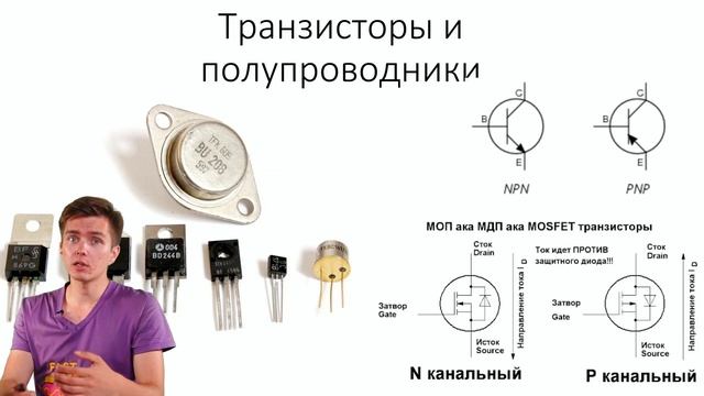 Электроника, часть 2. Полупроводниковые элементы - диоды и транзисторы. смотреть онлайн
