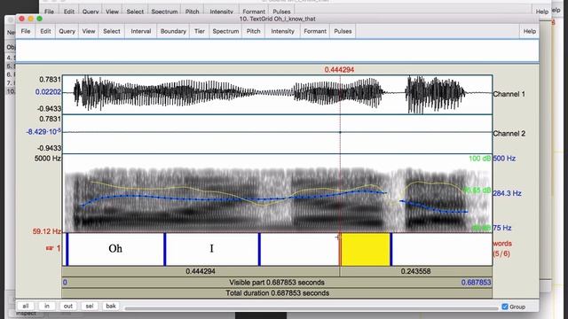 Plotting pitch and intensity contours with annotations in Praat смотреть онлайн