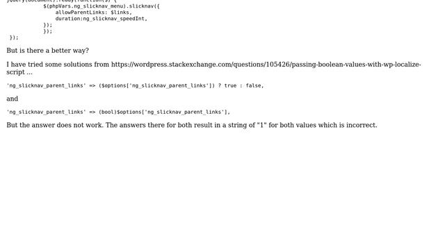 Wordpress: How do you pass a boolean value to wp_localize_script? смотреть онлайн
