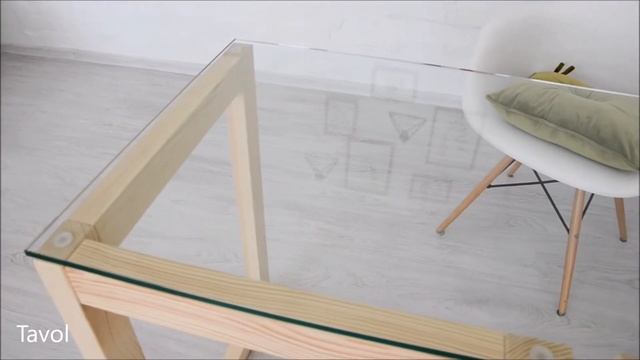 Стол Тавол Рахмен натуральное дерево+закаленное стекло 110смх55смх75см Натуральный смотреть онлайн