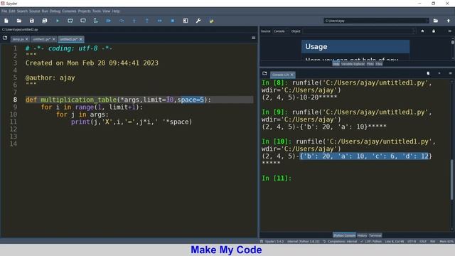 #43 Multiplication table program using *args and keyword parameters смотреть онлайн